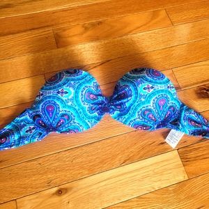 Strapless 32c Hollister multicolor push up bathing suit top